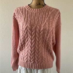 Vintage Outback Red Blush Cable Knit Sweater